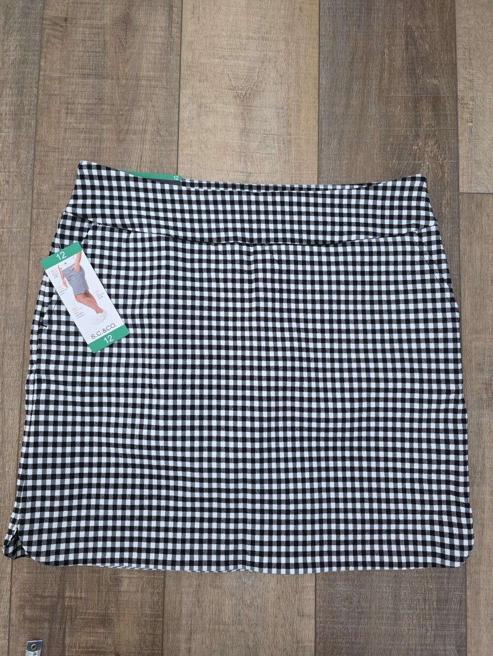 Swing Control Womens Black & White Gingham Golf Skort - Size 12 - NWT